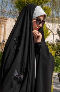 چادر عربی اصیل سوپر کن کن کره طرح پروانه مخمل جواهر