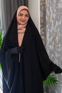 چادر عربی اصیل سوپر کن کن کره طرح پاپیون جواهر سرشانه